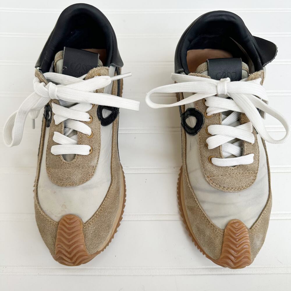 Loewe Flow Runner Sneakers Beige Tan Black Suede Nylon Women’s 36 US 6 Trainers - Picture 8 of 9
